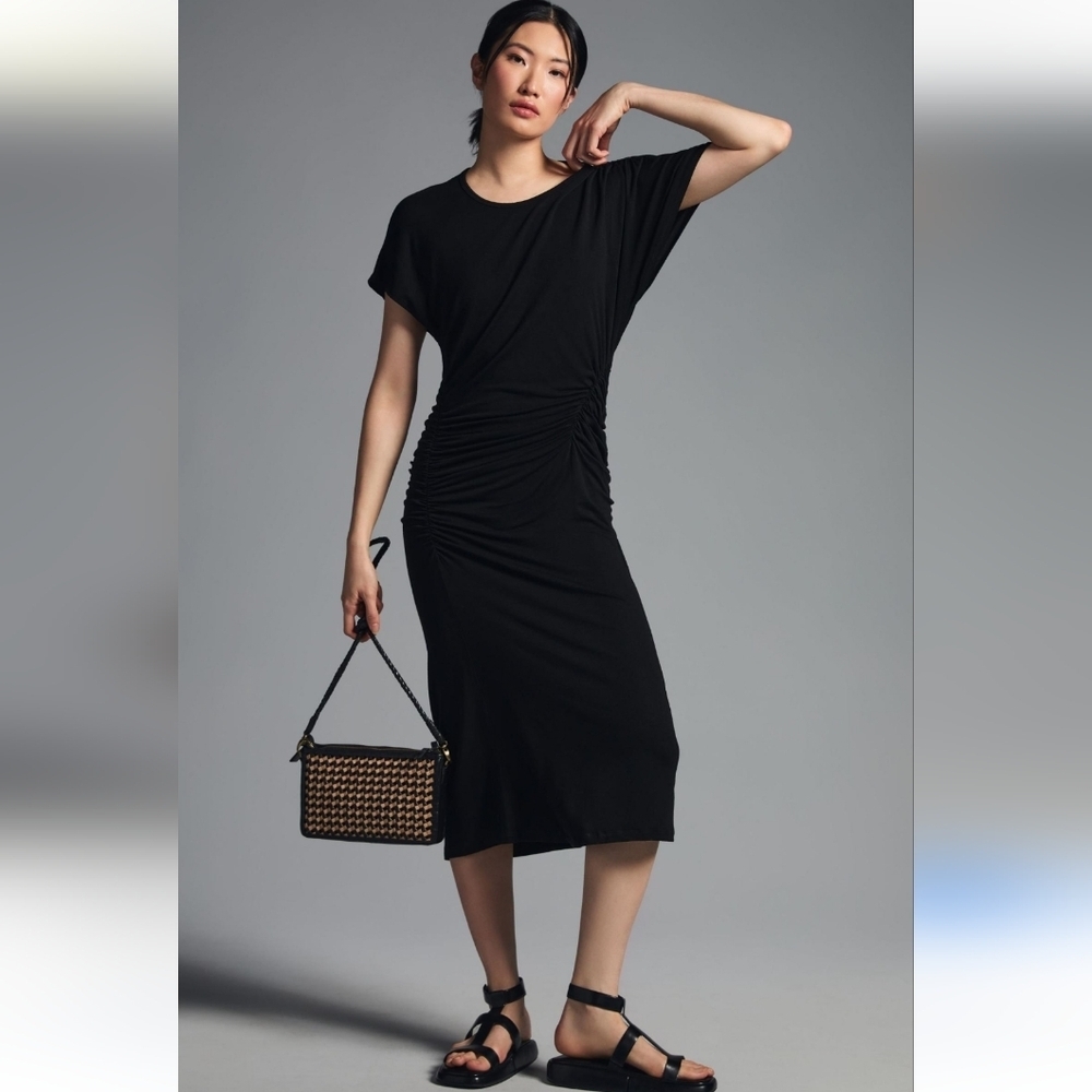 || SUNDRY || black midi dress, knit, casual, dolman sleeves, size 2